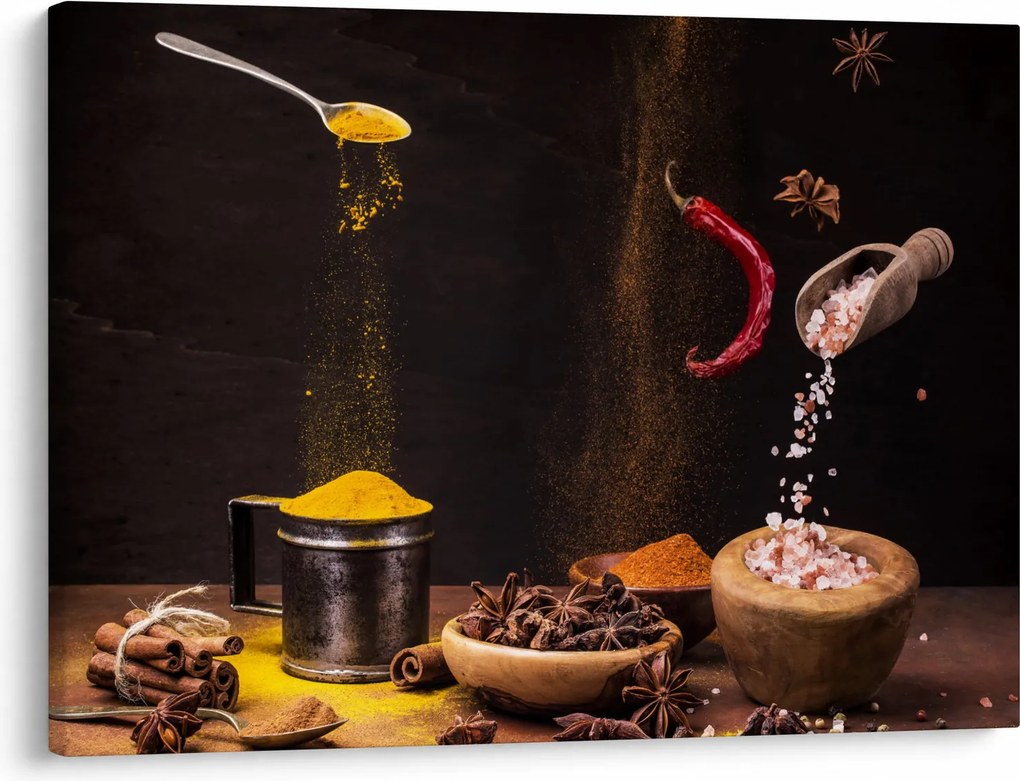 Obraz - Przyprawy w ruchu (70x50 cm)