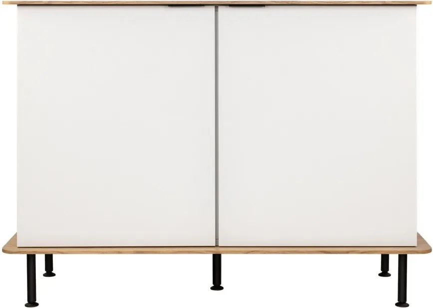 Szarobeżowa komoda w dekorze dębu z otworem na kable 120x88x50 cm Suumo – noo.ma