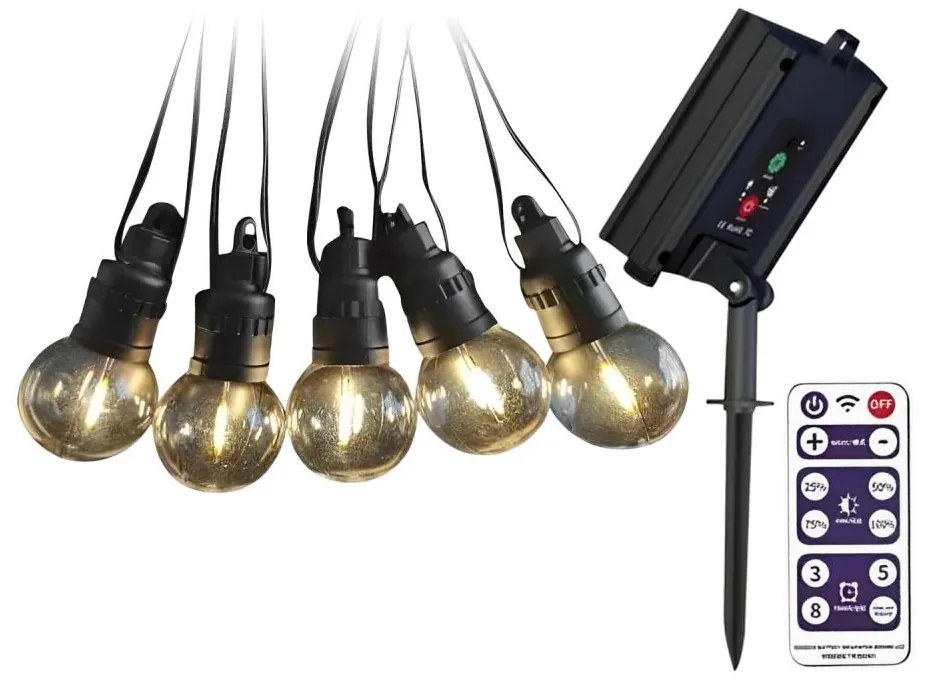 Łańcuch solarny LED 10xLED/0,5W/4,5V 12 m 3000K IP44 + pilot