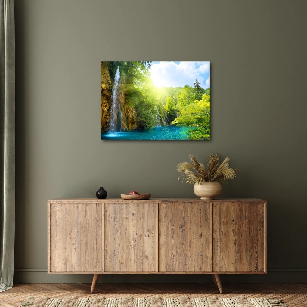 Obraz - wodospady w pralesie (70x50 cm)
