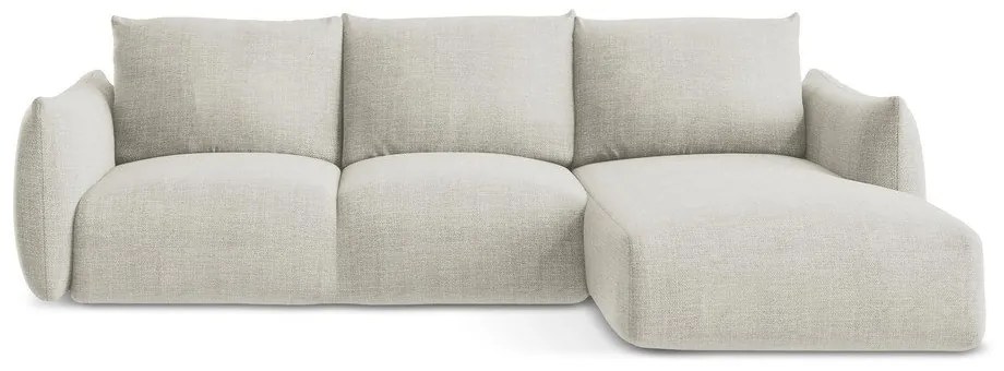 Beżowy rozkładany narożnik (prawostronny/z szezlongiem) Leila – Makamii