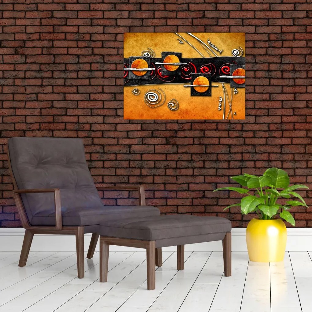 Abstrakcyjny obraz - Planety (70x50 cm)