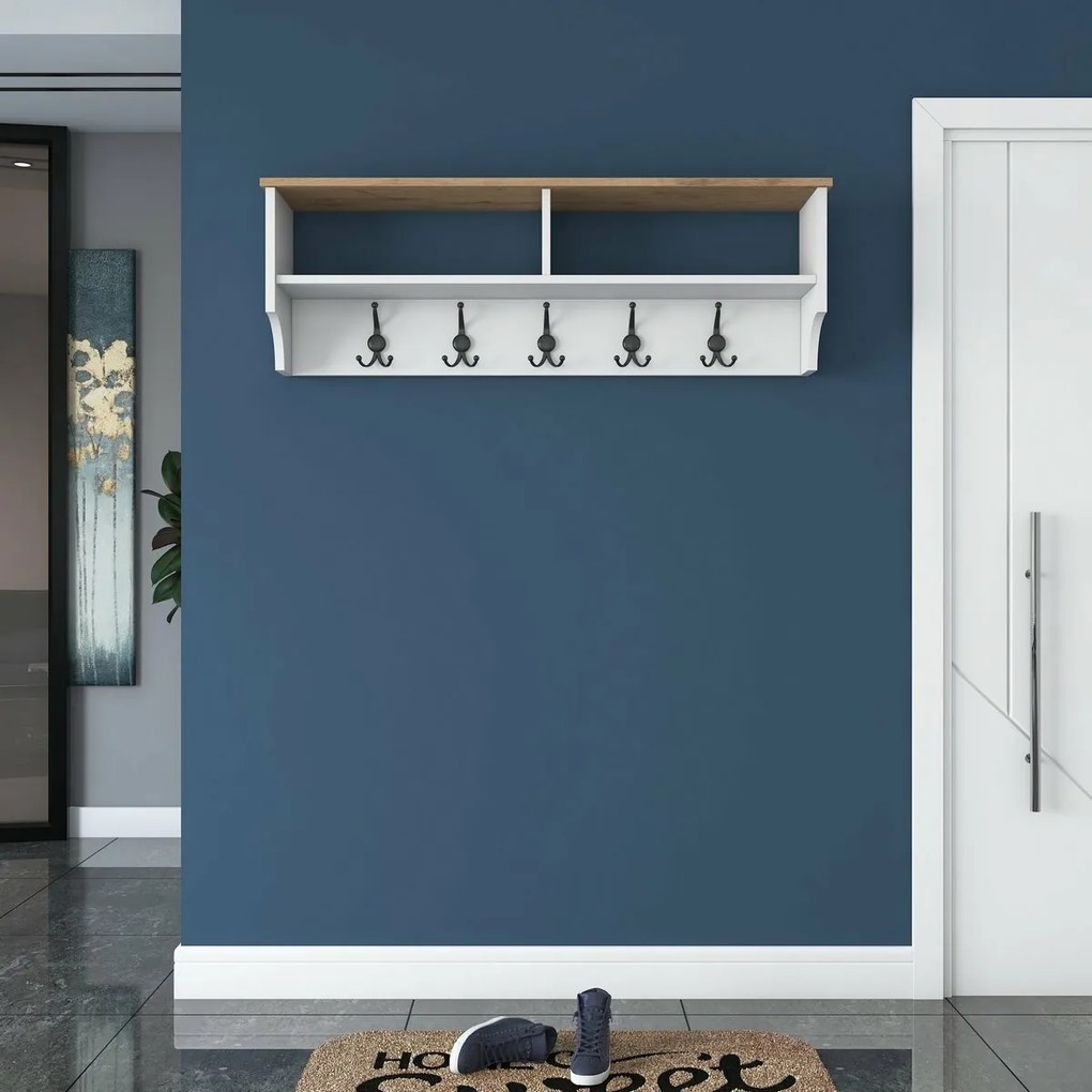 Wieszak ścienny Polo White and Walnut