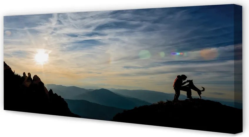 Obraz na płótnie Człowiek i Pies w Górach