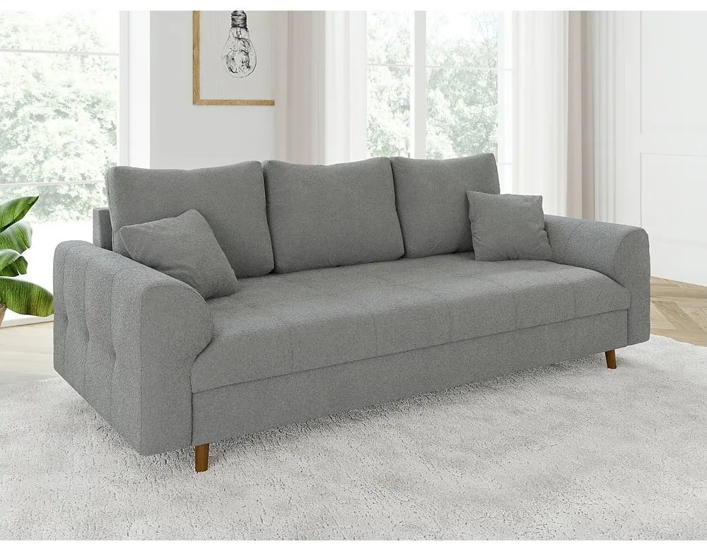 Szara sofa z materiału bouclé 210 cm Ariella – Ropez