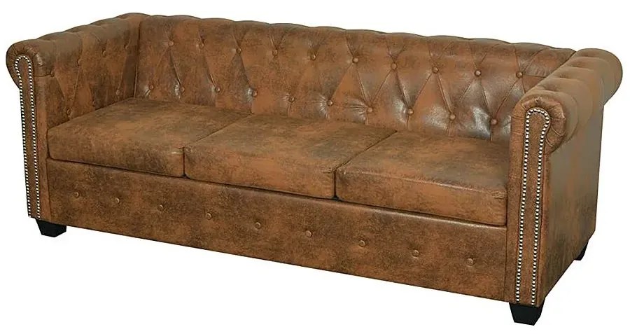 3-osobowa brązowa sofa w stylu Chesterfield - Xavier 3Q