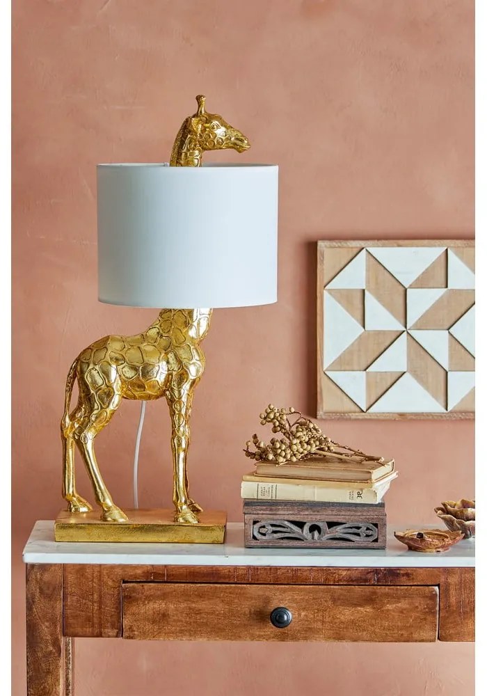 Lampa stołowa w kolorze złota z tekstylnym kloszem (wysokość 70 cm) Silas – Bloomingville