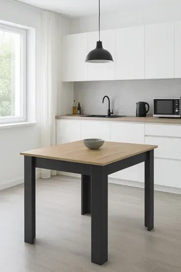 Stół prostokątny w stylu skandynawskim dąb artisan + czarny R0-M71