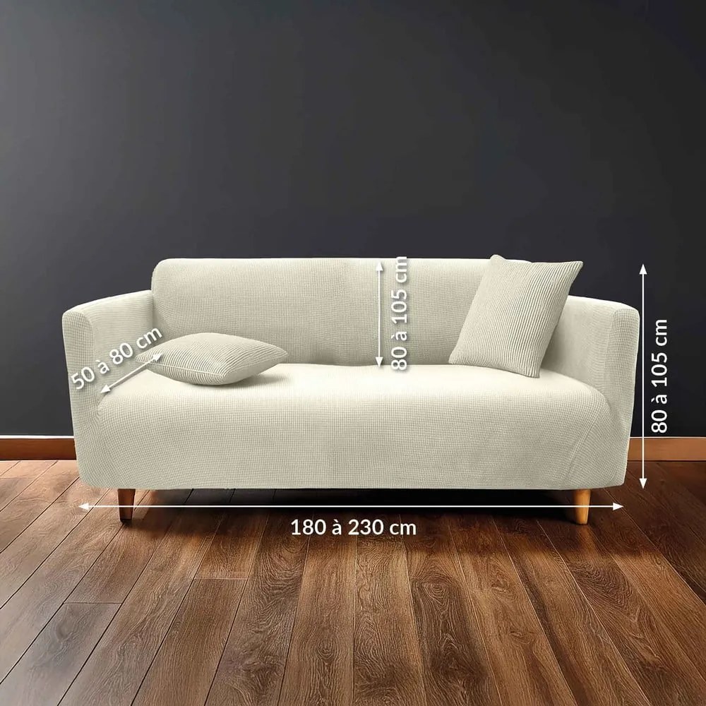 Kremowy elastyczny pokrowiec na sofę 3-osobowy Sacha – douceur d'intérieur