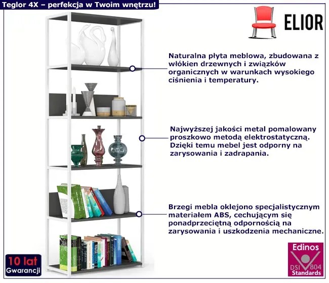Industrialny regał stojący biały + szary A6-L02