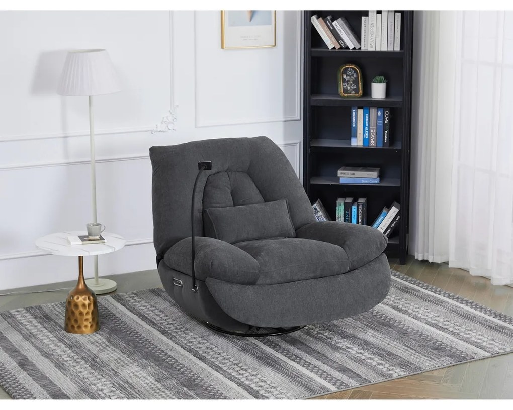 Elektryczny fotel z wbudowanym sterowaniem, szary