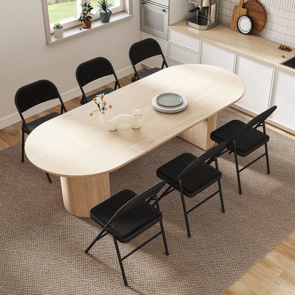 HOMCOM Zestaw 2 składanych krzeseł, przenośne krzesła biurowe, metalowe nogi, składane, do biura, poczekalni, lniana tapicerka, czarne | Aosom PL