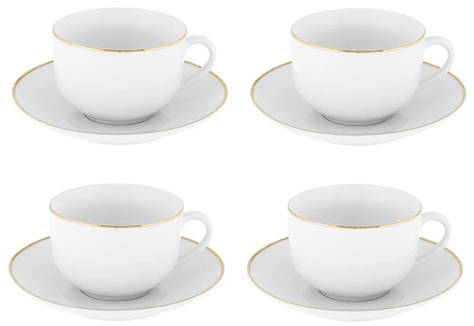 Białe porcelanowe filiżanki zestaw 4 szt. 200 ml Gold Chic – Villa Altachiara
