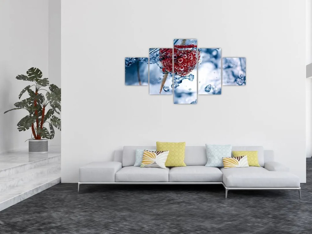 Obraz - szczegół maliny w wodzie (125x70 cm)
