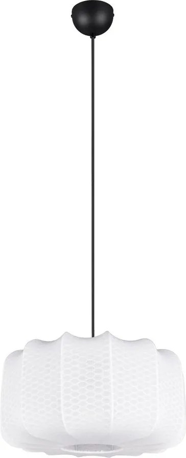 Biała metalowa lampa wisząca z tekstylnym kloszem ø 40 cm Madleine – Reality