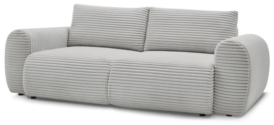 Jasnoszara sztruksowa rozkładana sofa 257 cm Lucien – Bobochic Paris