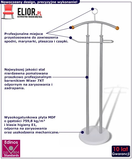 Srebrny stojący na ubrania wieszak T0-D81