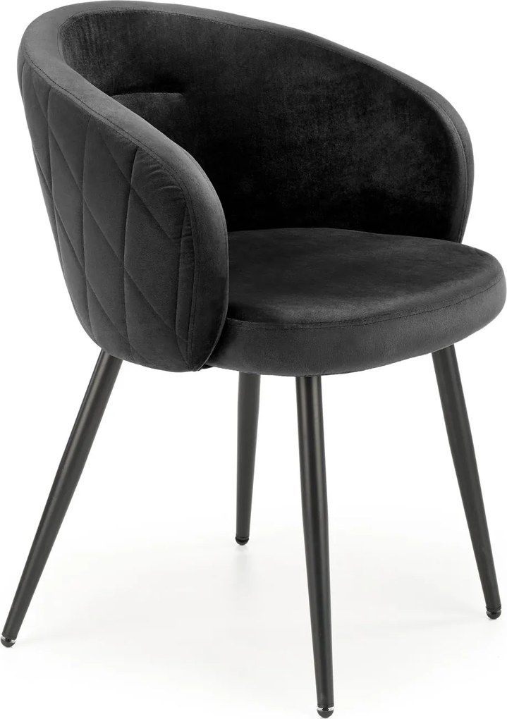 Velvetowy fotel do jadalni z podłokietnikami K430