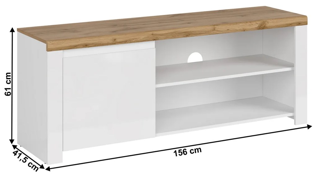 Stolik pod telewizor VILGO 1D160, błyszczący biały