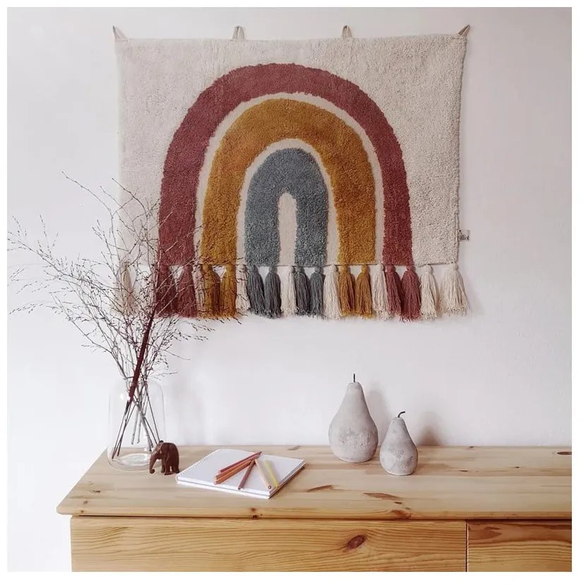 Kilim dziecięcy z bawełny Nattiot Rainbow, 50x80 cm