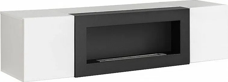 Komoda FLY 160 biały połysk/biały mat z biokominkiem
