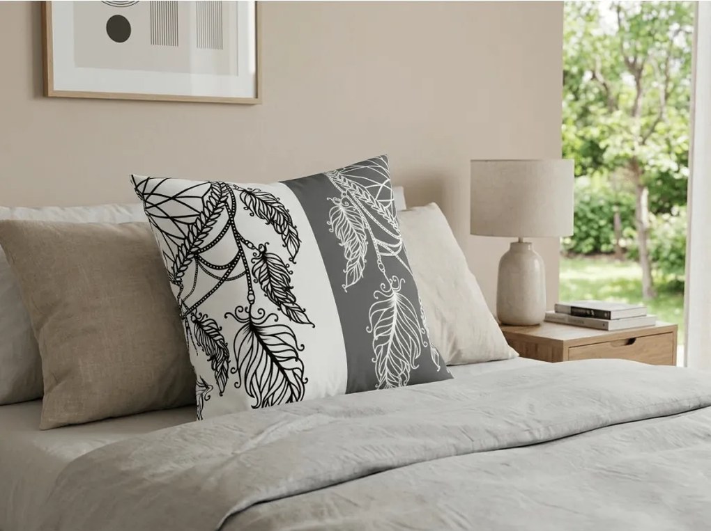 Bawełniana poszewka na poduszkę TIRSO POLY 45x45 cm, szaro-biała