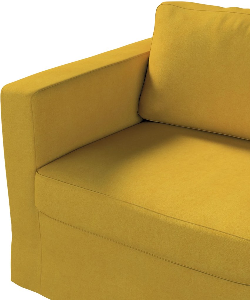 Pokrowiec na sofę Karlstad 2-osobową nierozkładaną długi kolor żółty tkanina strukturalna