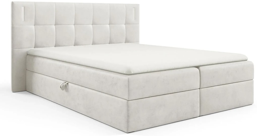 Jasnoszare łóżko kontynentalne z pojemnikami 5 rozmiarów E9-G99