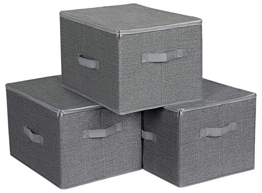 Pudełka do przechowywania ELVIS, 3 szt., 40x30x25cm, szare SongmicsHome