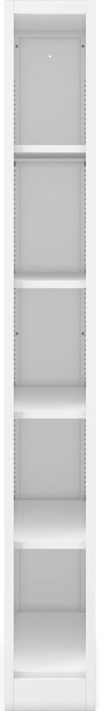 Regał metalowy wąski, archiwizacyjny na dokumenty biały: TIM 250 x 1950 x 600 mm