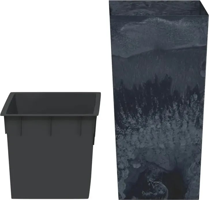 Antracytowa wysoka donica ogrodowa stylizowana na beton S7-N51