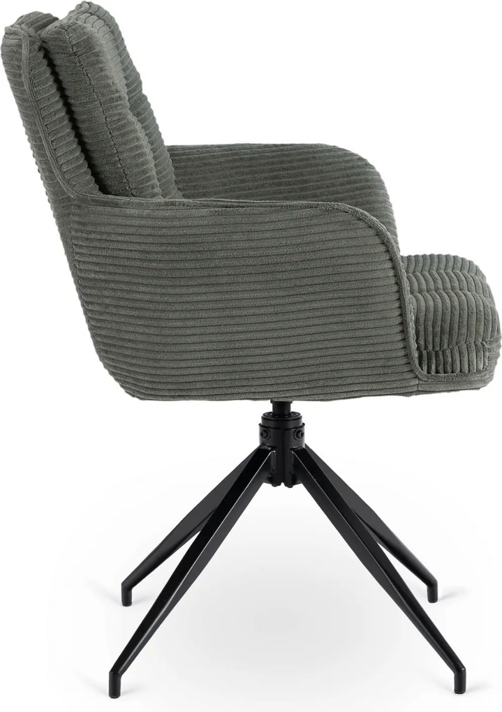 Krzesło Tapicerowane Obrotowe do Salonu AKITA Zielone Sztruksowe Nowoczesne