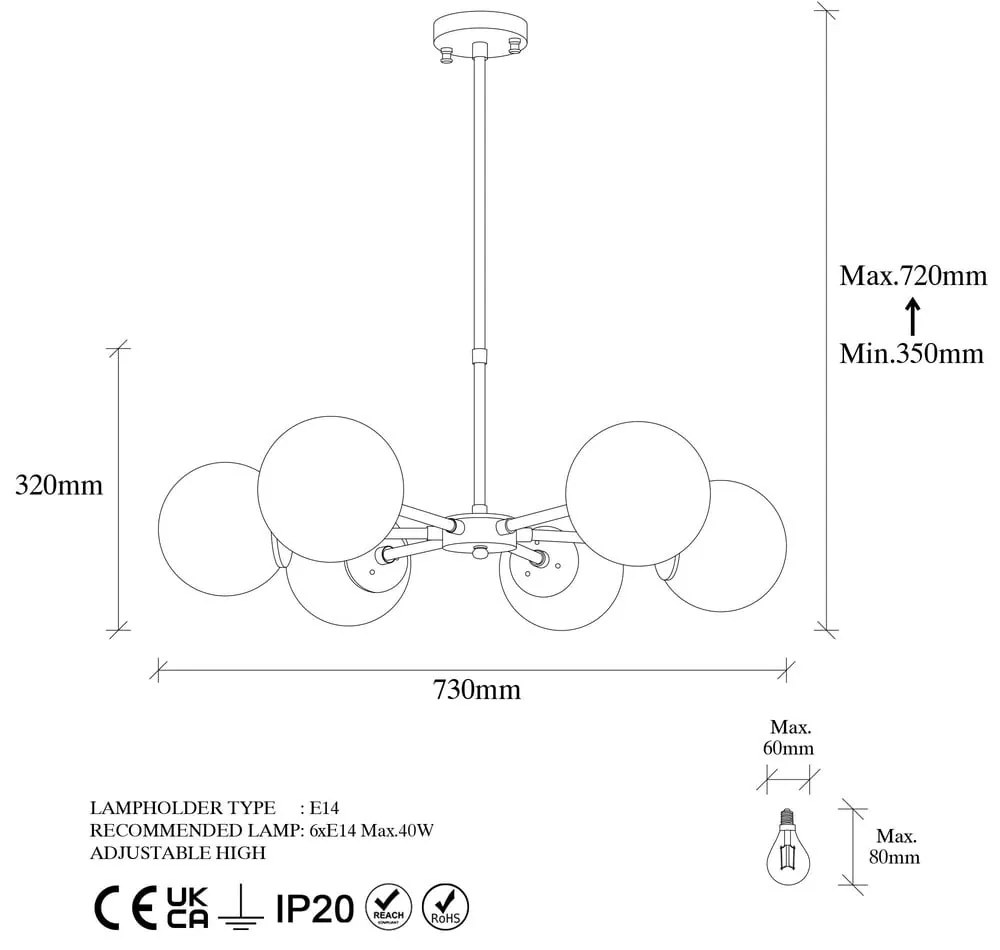 Biała/w kolorze mosiądzu lampa wisząca ze szklanym kloszem ø 73 cm Akkas – Opviq lights