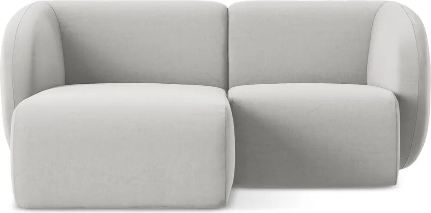 Jasnoszary aksamitny narożnik (lewostronny/z szezlongiem) Lani – Makamii