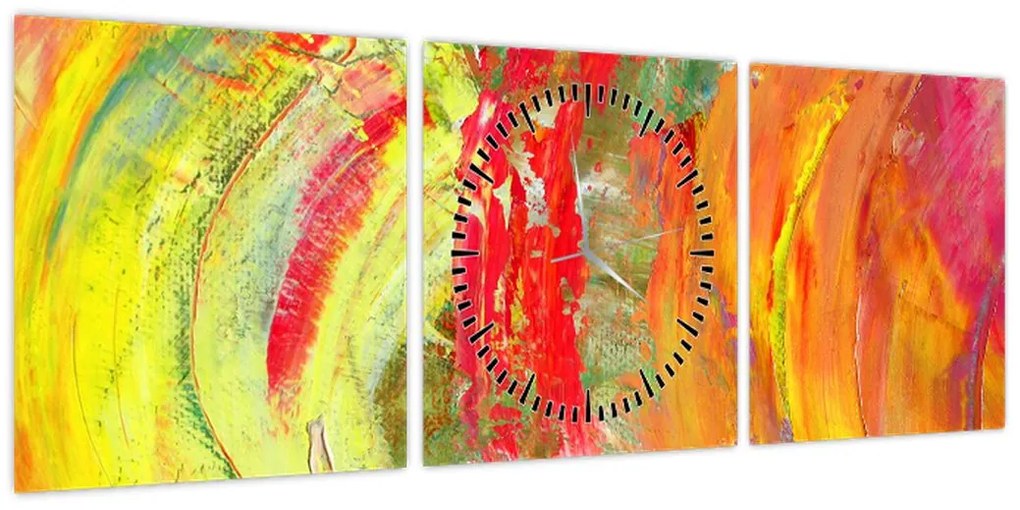 Obraz abstrakcji - malarstwo (z zegarem) (90x30 cm)