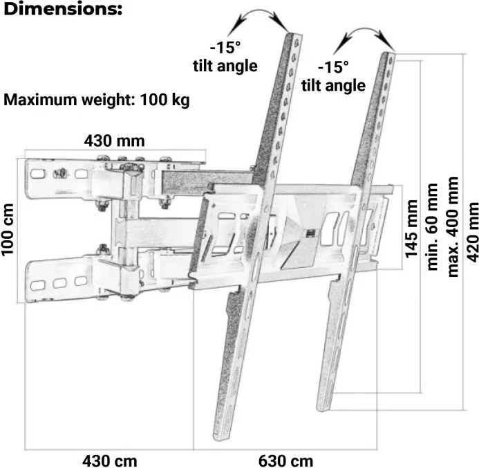 Uchwyt ścienny MOUNTY® do telewizora, VESA 600 x 400