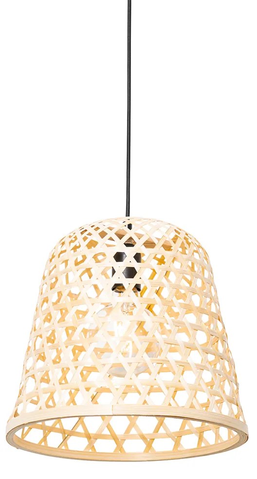 Orientalna lampa wisząca czarna z bambusowym - RayanKolonialny Oswietlenie wewnetrzne
