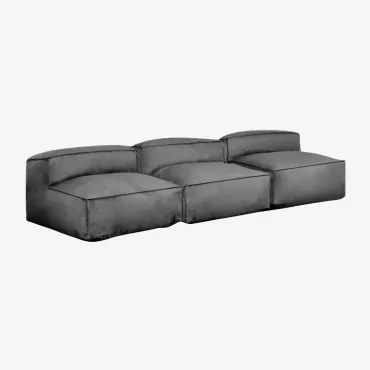 Dojans 3-częściowa Modułowa Sofa Ogrodowa Szary Granit - Sklum