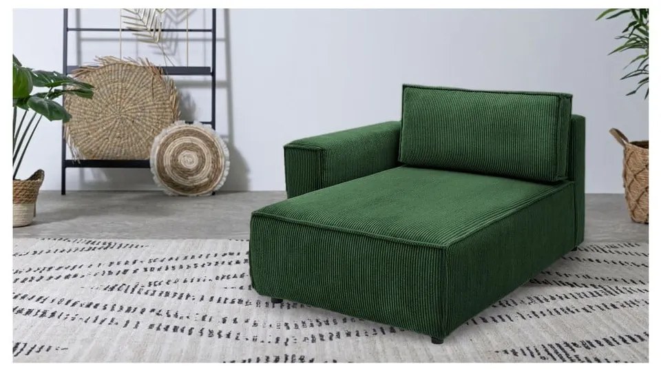 Zielony sztruksowy moduł sofy (lewostronny) Nihad modular – Bobochic Paris