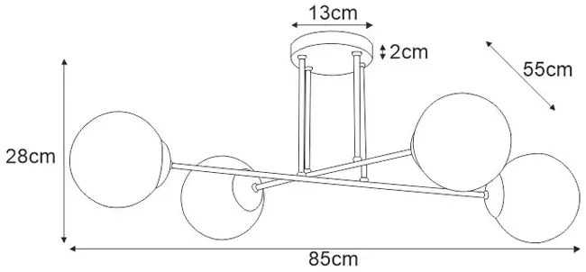 Lampa sufitowa patyki z okrągłymi kloszami - S803-Fiva