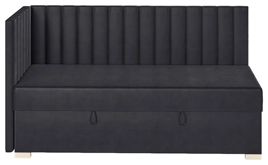 Ciemnoniebieskie narożne łóżko dziecięce ze schowkiem i materacem 90x200 cm Snugi – Ghado
