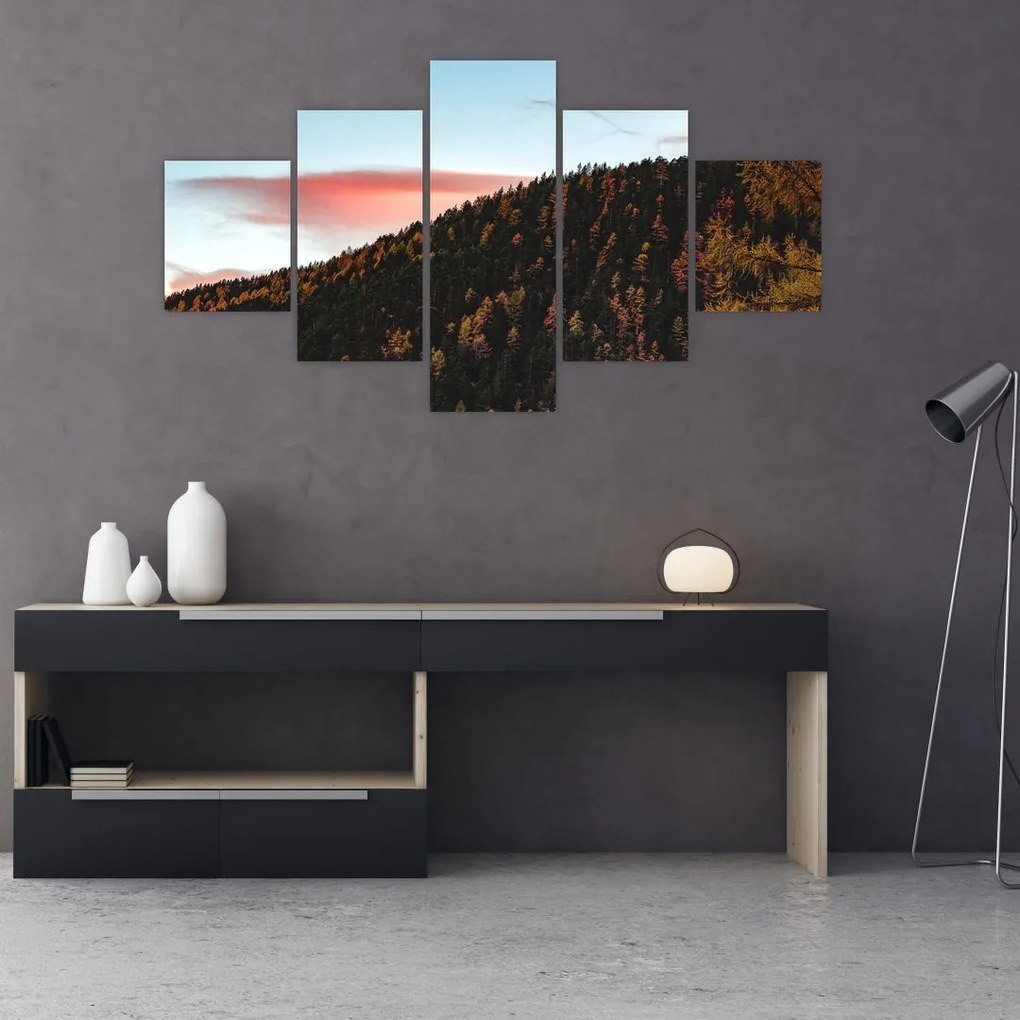 Obraz rudzików nad wzgórzem (125x70 cm)