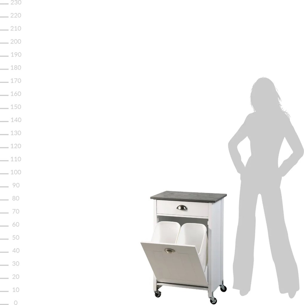 Wózek kuchenny z koszem na śmieci, 50 x 37 x 79 cm