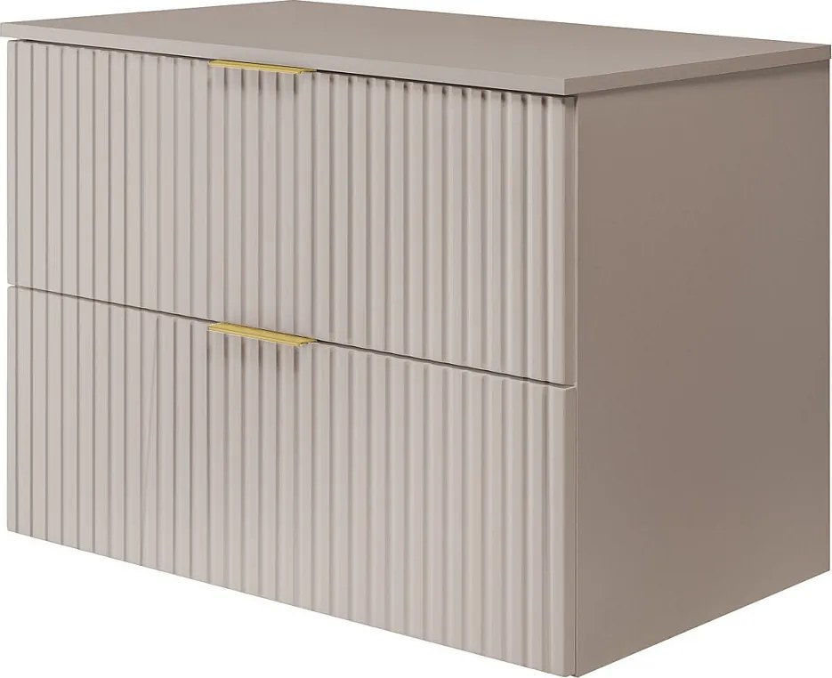 Szafka pod umywalkę, Kaszmir, 80 x 57 x 46 cm, uchwyt złoty + Blat