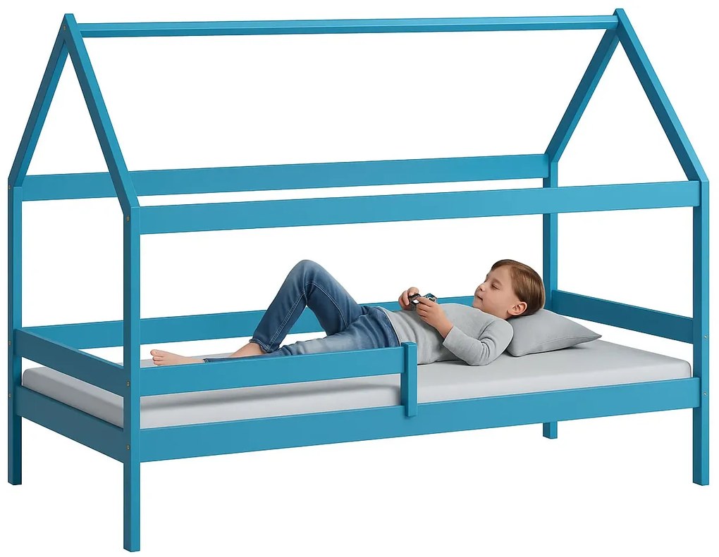 Niebieskie łóżko dziecięce domek L2-G05