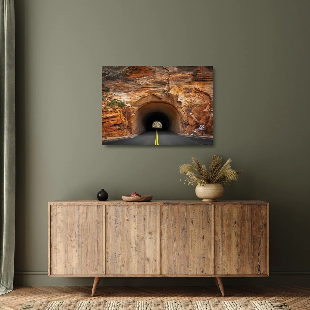 Obraz na szkle - tunel w skale (70x50 cm)