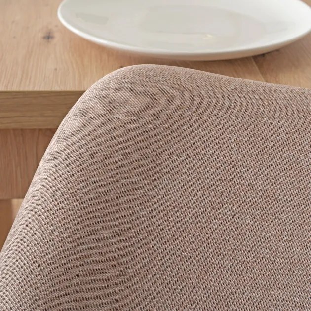 Zestaw Stół Prostokątny Rozkładany SKUBI 120-160 cm Dąb Artisan i 4 Krzesła Tapicerowane do Jadalni NEVEL Beżowe Skandynawskie