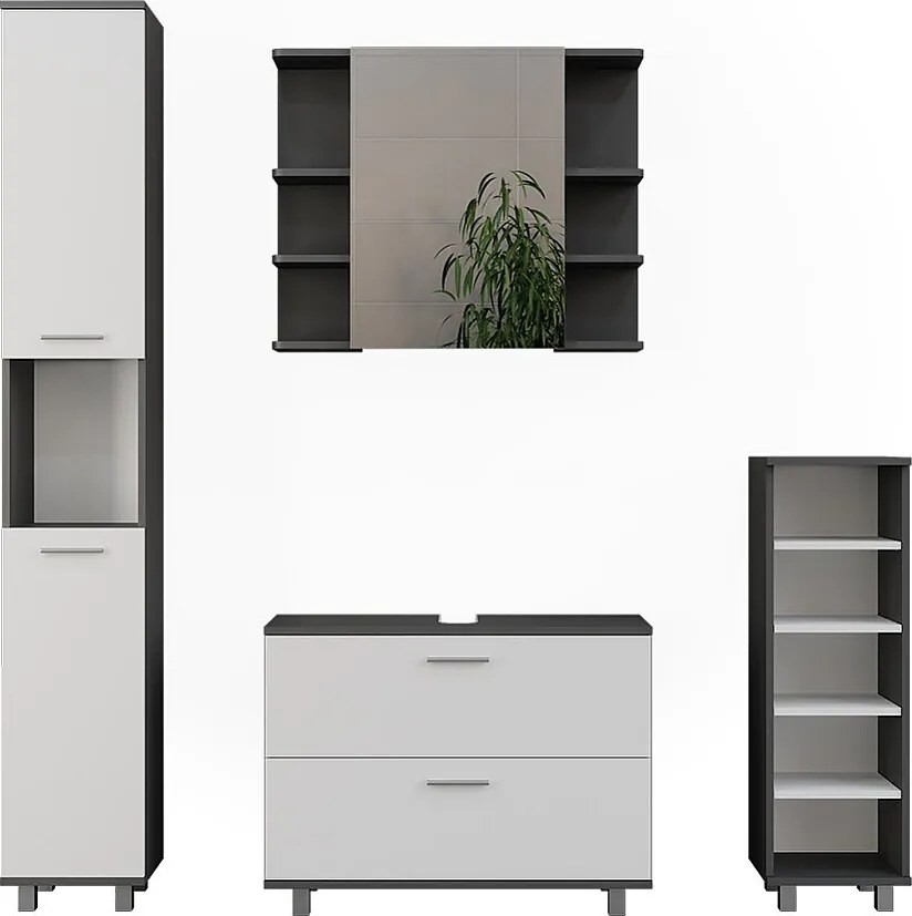 Zestaw mebli łazienkowych antracyt/biały 80.2x33x60.8 ilias