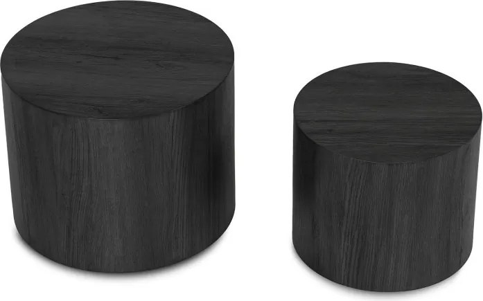 Zestaw Stolików Kawowych LEILA 38 cm/48 cm Czarny Loft