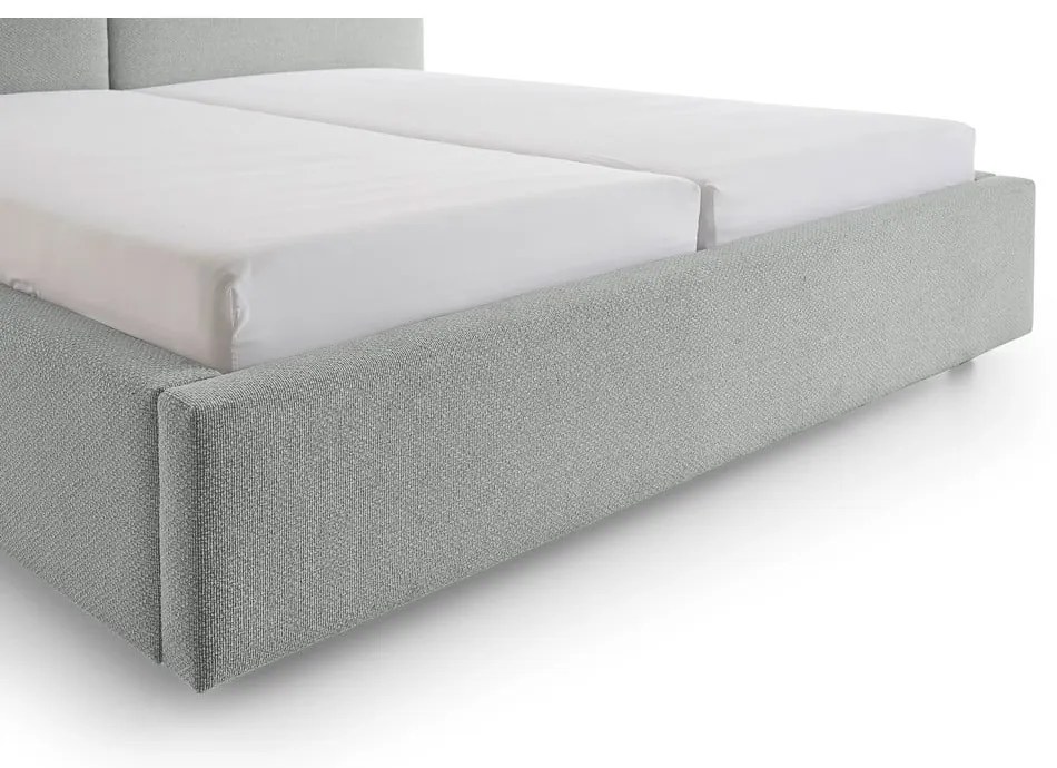 Szare tapicerowane łóżko dwuosobowe ze schowkiem i stelażem 140x200 cm Cube – Meise Möbel
